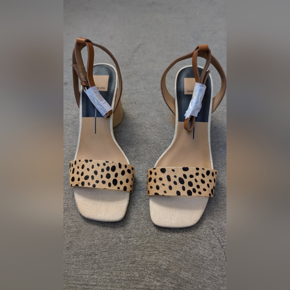 Dolce Vita Hazel Leopard-Print Calf Hair Sandals